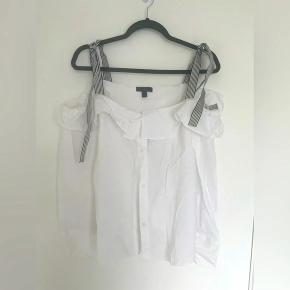 J.Crew Cold-Shoulder Poplin Top - Picture 1 of 4